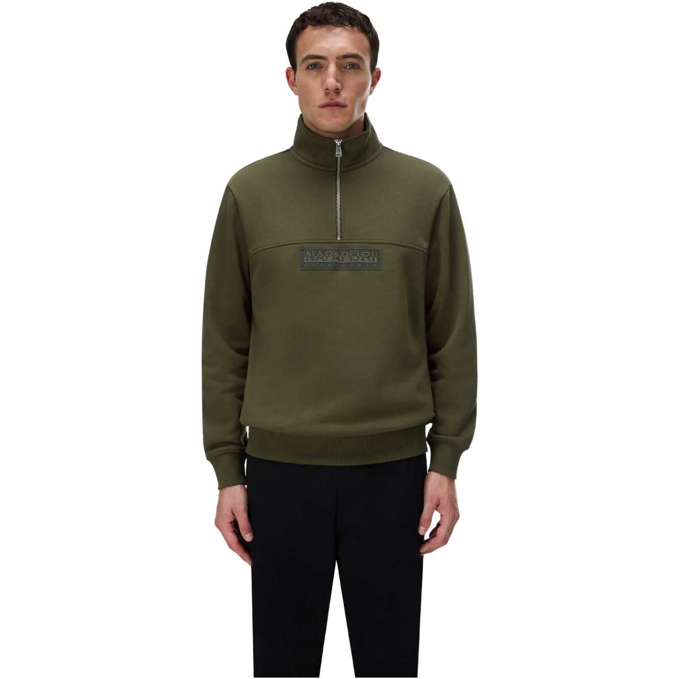 2026 Napapijri Mens Box Logo Half Zip Sweat NP0A8B33G1F - Olive Night